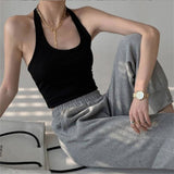 Fashion Design With A Sense Of Back-Hanging Neck Sling Vest Women's New Hottie Sexy Slimming Short Top
