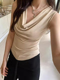 Ins Pure Hottie Sexy Sleeveless Collar Vest T-Shirt Girl Summer New Sweet Hot Shirt
