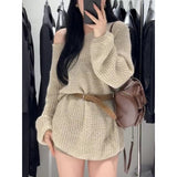 KANING French-Style Long Knitwear 2026 Autumn New Loose Leisure Lazy Sweater With Belt