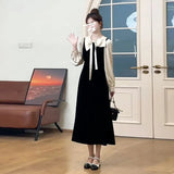 Small French Black Interior Dress Autumn And Winter 2025 New High-End Hepburn Style Large-Size Mid-Size Skirt