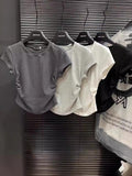 Ins Hot Girls Pure Want To Collect Waist T-Shirt Short-Sleeved Women Summer Korean Version Of Solid Color Bottom Jacket Body Short-Sleeved Top Woman Tide