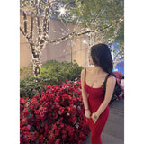 Lightly Familiar Wind Sister Tight Solid Color Sling Dress Women Autumn New Slimmed-Buty-Bum Fishtail Long Dress