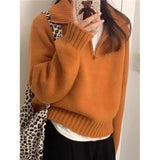 KANING Half-High Collar Half Zipper Red Sweater 2026 Autumn And Winter New Design Sense Loose Knitted Shirt