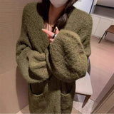 KANING Korean Languid T-Shirt In The Lazy Wind 2026 Autumn Dress New Women's Knee Sweater Long Coat