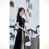 Summer Fashion Crumlore Retro Chinese Style Improved Cheongsam Buckle Dress Femininity Dress Dress Dress Long