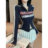 Sweet And Cool Sexy Hottie Style Collar Shoulder Long-Sleeved T-Shirt Girl Autumn And Winter New Slimming Inside And Outside To Put On Clothes