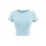 Basic Shoulder-Closing Short-Sleeved T-Shirt Women 2025 Summer Round Collar Solid Color T-Shirt Inside The Bottom Shirt Top