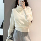 KANING Korean Irregular Collar Thicken Knitted Shirt 2026 Autumn And Winter New Design Sense Lazy Jacket Sweater