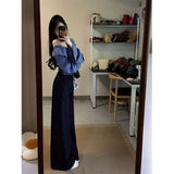 2026 New Super-Good-Looking Shoulder Splicing Top Female Korean Version Of Loose Thin Slacks Two Sets Of Women