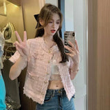 Temperament Short Fragrant Coat Woman 2026 Summer New Coarse Flowers Á÷ Su Hundred Loose Short-Sleeved Top Woman