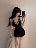 Pure Lusty Folds And Beautiful Backs Black Famous Temperament Hanging Neck Ass Summer Repair Hottie Dress