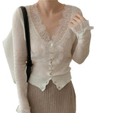 Spring New Lace Sister High-End Knitted Cardigan French Bodywear