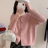 KANING Korean Version Of The Round Collar Retro Knitted Cardigan 2026 Autumn And Winter New Single-Dcupuncture High-End Sweater Woman