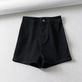 Honey Ass Denim Shorts Women Summer Solid Color Repair Tight Shorts High-Waist Elastic Casual A Word Hot Pants