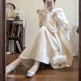 Small Fragrant Temperament To Close The Waist Long Skirt Of The National Style Two Sets Of Women 2025 Autumn And Winter New French Suit Skirt