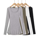 Spice Girl Paper Slightly T-Shirt Woman's New Lazy Windy Loose Thin U-Neck Long-Sleeved T-Shirt Woman's Long Model