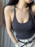 Ins Sexy Pure Desire Low-Chest Short Sling Vest Female Summer Hottie Retro Fashion Set Bottom Top Female T-Tide