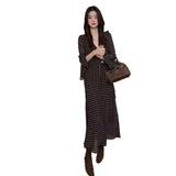 French Long-Sleeved Retro Waved-Point Horn-Horned V-Neck Dress Women's New Autumn High-End Sense Waist A-Word Long Skirt