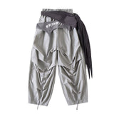 Spring And Summer New Personality Niche Civeds Loose Broad Leg Trousers Two-Piece Strapping Rope Tooling