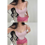 Sexy Babes Lace Splicing Splicing Splendary Women Summer Design Tight Body Slimming Bottom Vest On The Clothes
