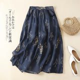 Real-Shot Print Dress Women's Literary And Artistic Retro Loose With Lining Anti-Permeable Cotton Sesame Half Skirt 2025 New Spring And Summer