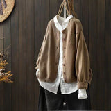 High-End Knitted Cardigan Coat Women's Autumn Dress New Retro Art Relaxed Leisure Long-Sleeved Sweater Coat