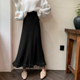 KANING Crowing Pink Folded Skirt High Waist Swing Skirt 2026 Autumn And Winter New Knitted Half Dress Woman