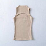 Personality Pure Wind Half-High Collar Hollow Vest Top Spring And Summer New Sexy Slimming Hottie Sleeveless Short