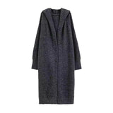 KANING Korean Languid Hooded Long Over-Knee Knitted Cardigan Women's Winter Dress Thick Loose Thin Coat