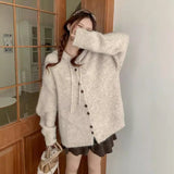 KANING Hooded Knitted Cardigan Women's New Languile Wind Solid-Colored Sweater Jacket In Autumn 2026