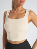 Sexy Sports U Collar Sleeveless Wrinkles Bottom Vest Can Wear A Body-Repair Yoga Running Vest Bottom Top Woman T