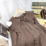 Lotus-Side Doll-Collar Wick Long-Sleeved Shirt Women's Autumn Design Small French Retro Chic Folded Clothes