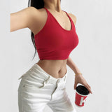 Short With Chest Pad Hanging Neck Sling Vest Hot Girl Pure Want To Practice Yoga Movement Hottie Top