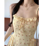 New Summer Gentle Age-Solded Flower Hanging Dresses Women's Summer Lazy Vacation Style Long Dresses