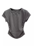 Ins Hot Girls Pure Want To Collect Waist T-Shirt Short-Sleeved Women Summer Korean Version Of Solid Color Bottom Jacket Body Short-Sleeved Top Woman Tide