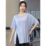 Summer Sports Running Fitness Suit Short-Sleeved T-Shirt Women Loose Open Training Piss Yoga Clothes