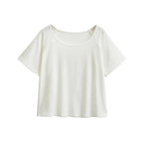 Summer New Lazy Style Sexy Boyfriend Wind Loose Low Round Neck Short-Sleeved T-Shirt
