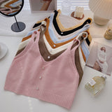 KANING Korean Version Of Sling Knitted Vest 2026 Autumn New V-Neck Vest Folded Knitted Shirt