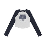 Fashion Babes Splicing Into Shoulder Long-Sleeved T-Shirts For Autumn And Winter Women's New Design Slimming Clothes