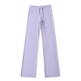 Summer New Yoga Elastic High-Waisted Loose-Rloose Straight Trousers Languid Languid Casual Drag Trousers