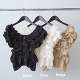 Multiplication Large Quantities Of Goods In The Summer New Before And After 2 Lotus Edges Collar Bubble Sleeve Tops Sexy Lace Shirt