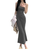 Summer 2026 New Threaded Black Sling Dress Women's Sexy Hot Girls Behind The Mother's Ass Mid-Stool Dress