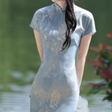 Beautifully Improved National Style Cheongsam Summer 2025 New Young Girl Summer Blue Dress New Chinese Elegant