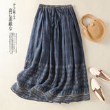Real Shooting 2026 Summer New Art Loose Splicing Print Tight Waist Half-Dress Women's Medium And Long #6269