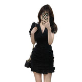 2025 Bubble Sleeve Dress Women's Summer Niche Unique Design High-End Fishtail Skirt Han