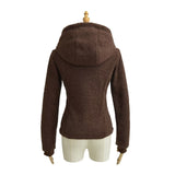Autumn And Winter Thick Ants Waist Teddy Granular Jacket Women Autumn And Winter Slim Hooded Jacket Zip Coat
