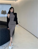 French Temperament Royal Sister Fan Gao Collar Dress Women Autumn And Winter New Design Tight Body Thin Ass Long Skirt