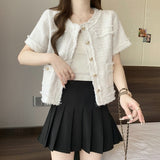 French Famous Lady Coarse Flowers, The Short Small Scented Coat Woman 2026 Spring And Autumn New Temperament Thin Open Shirt Top Woman