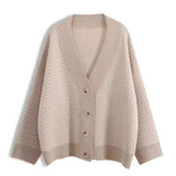 2026 New Chic Korean Retro Knitted Cardigan Women's Striped Lazy Wind Loose Coat Wears A Sweater