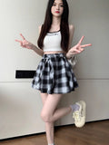 Large-Size Retro High-End Lattice Half-Dress Girl Hottie High-Waisted Strap A-Shaped Skirt With Thin Short Skirt